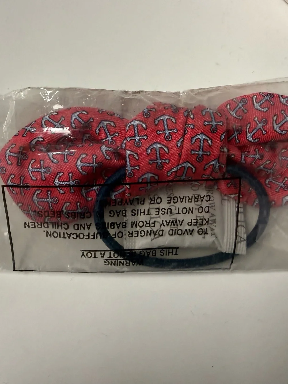 Vineyard Vines 100% Silk Anchor Bow Hair Tie NWT